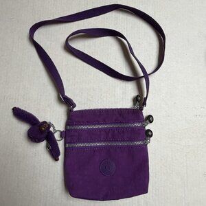 Kipling Women Keiko Crossbody Mini Bag with Adjustable Strap Monkey Charm Purple